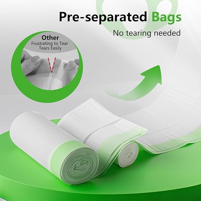 200 Count Waste Drawer Liners Bags Compatible with Litter Box Robot 4/5/3, Thick Self-cleaning Cat Litter Box Liners refill with Drawstring Heavy Duty 10-12 Gallons of Capacity