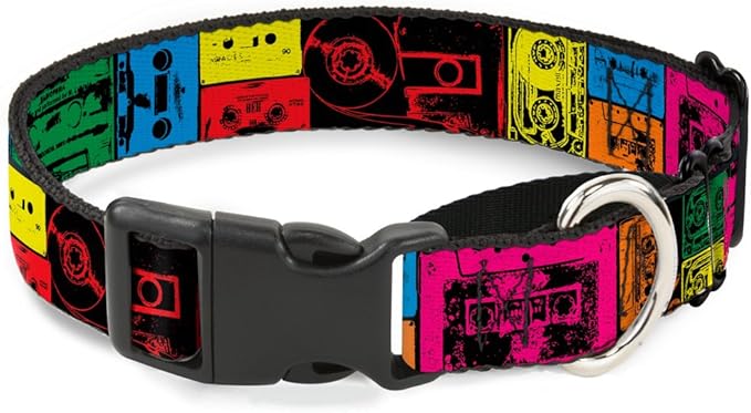 Buckle-Down Tapes Multi Neon Martingale Dog Collar, 1.5" Wide-Fits 18-32" Neck-Large