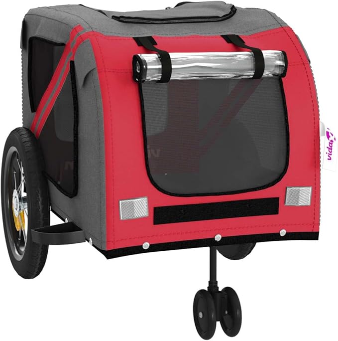 Pet Bike Trailer for Small Dogs, Durable Oxford Fabric with Weatherproof & Scratch-Resistant Design, Zippered Doors and Mesh Windows for Safe Outdoor Rides