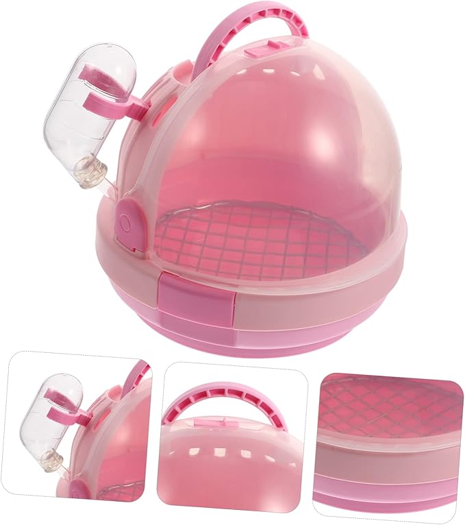 Kisangel 1set Portable Handheld Bird Carrier Transparent Design Detachable Base Vented for Air Circulation for Parrots Birds and Animals Capsule Galvanized Mesh Pad