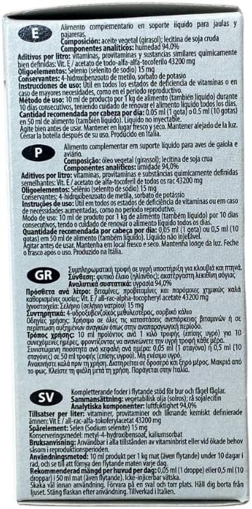 Raff Liquid Vitamin E Supplement for Bird 25ml - Sunflower Oils and Fats, Raw Soy Lecithin, Vitamin for Birds, Accessories for Pigeons, for Canary Food, Fertility for Birds, Finch, Breeding Bird