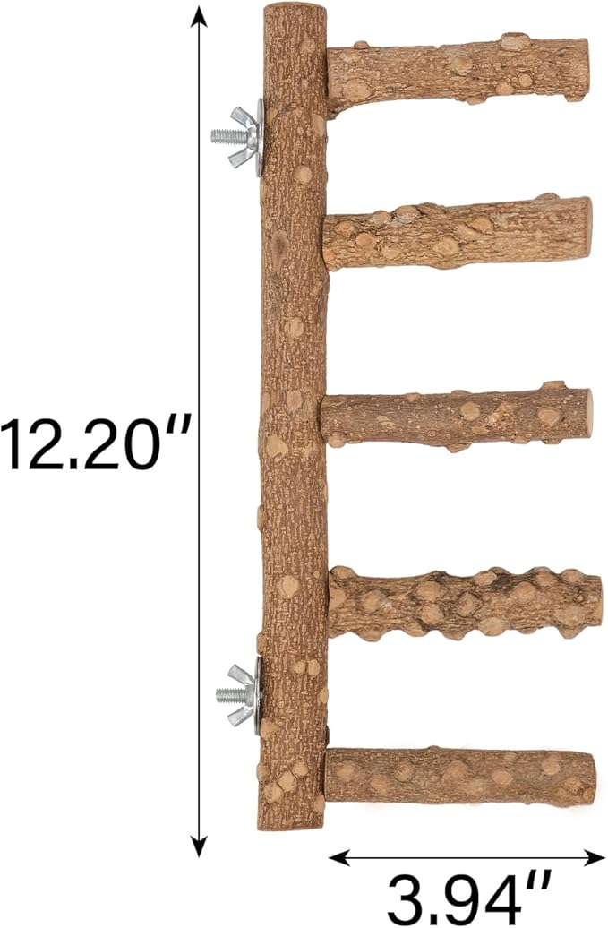 IBWell Bird Ladder for Cage Bird Stands for Parrots Parakeet Perches Cockatiel Perch Natural Bird Perches Budgie Perch
