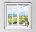 Cat Balcony Net Window Screen Mesh with Zipper Opening,Cat Safety Net Anti-Falling Netting for Balcony Window,Anti-Mosquito Insect Fly Screen Fiberglass Mesh (White,39x59inch)