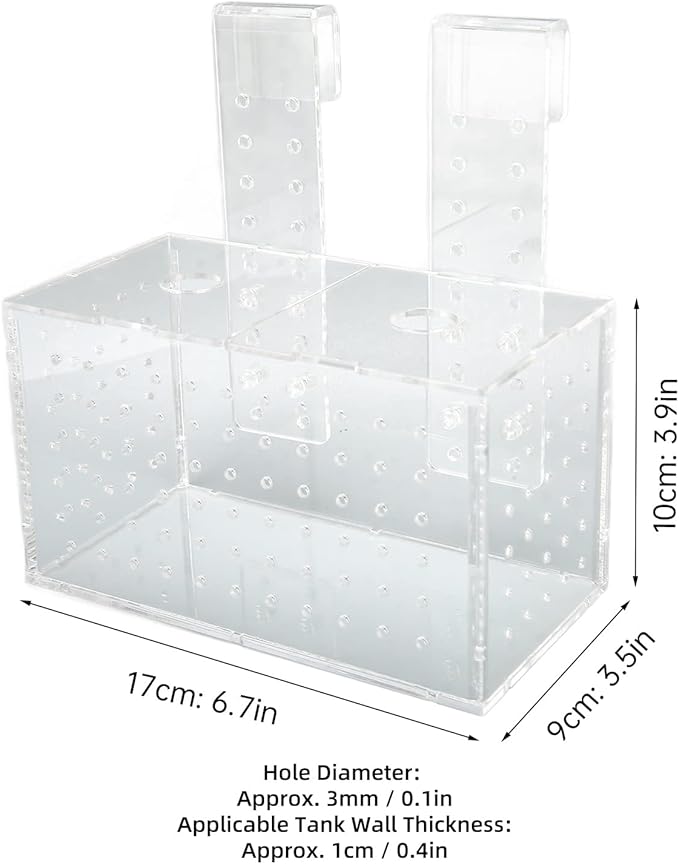 Fish Breeding Isolation Box, Acrylic Aquarium Hatchery with Transparent Lid, Adjustable Hook Installation for Fish Tank, Guard Small Fish from Attack with Hole Design for Better Wa (17 * 9 * 10CM)