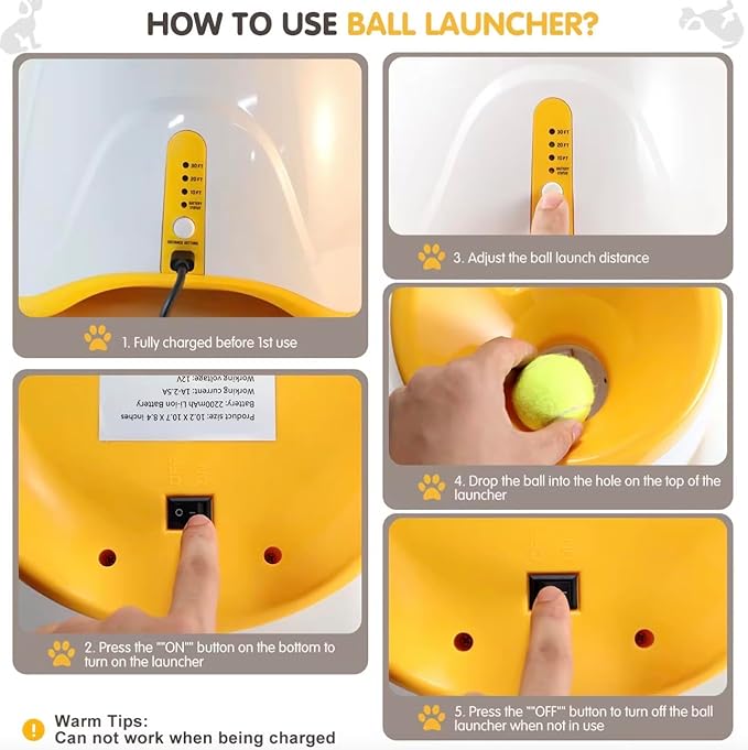 Automatic Ball Launcher Dogs: Interactive Fetch & Training Tool, Smart Mini Tennis Ball Thrower with 3-Setting Distance Control, Ultimate Self-Play Fetch Machine: Independent Fun & Exercise, Orange
