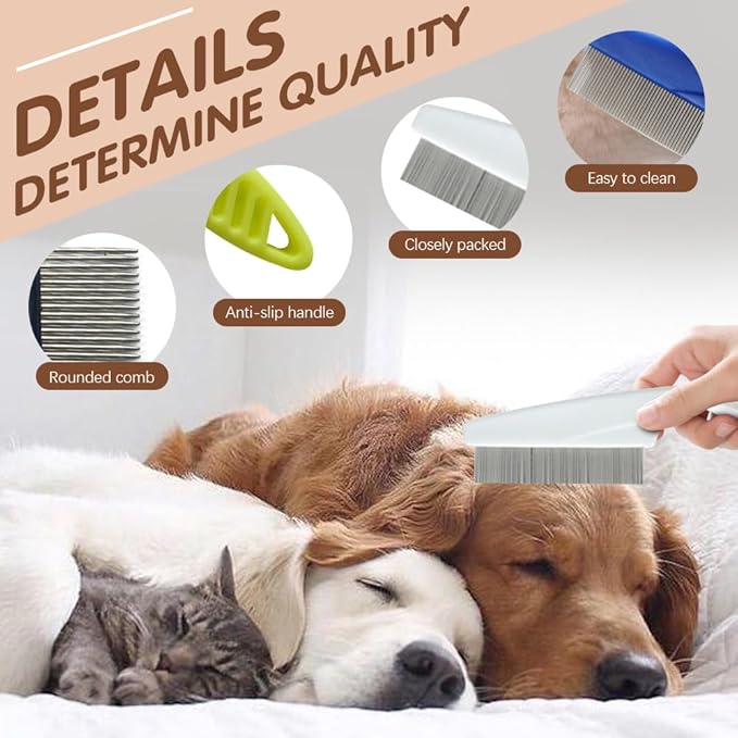 Pet Hair Comb, 2026 New Multifunctional Pets Grooming Comb for Knots Crust Floating, Stainless Grooming Massage Dual-Sided Comb for Small Dogs Puppies (Pink)