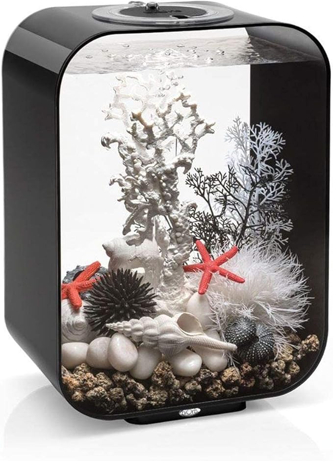 biOrb Life 15 Acrylic 4-Gallon Aquarium with Multi-Color Remote-Controlled LED Lights Modern Compact Tank for Tabletop or Desktop Display, Black