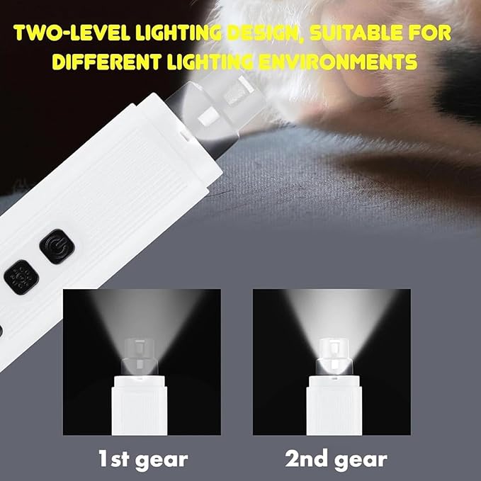 Cat Nail, Nail Trimmer, Dog Nail Grinder, Safe Cut Cat Nail Trimmer, Two Adjustable with 360° Grinding Settings, for All Cats ＆Dogs (White*2)