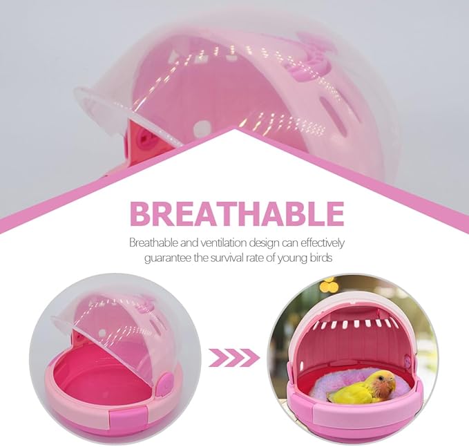 Portable Pet Birds Carrier Cage with Pink Plush Nest Small Parrot Travel Cage for Budgerigar and Young Birds for Warmth and Safety