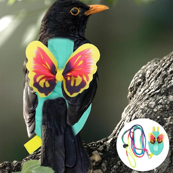 POPETPOP Parrot Diaper Flight Suit Set Bird Diapers Harness Leash Comfortable Fabric for Parrots