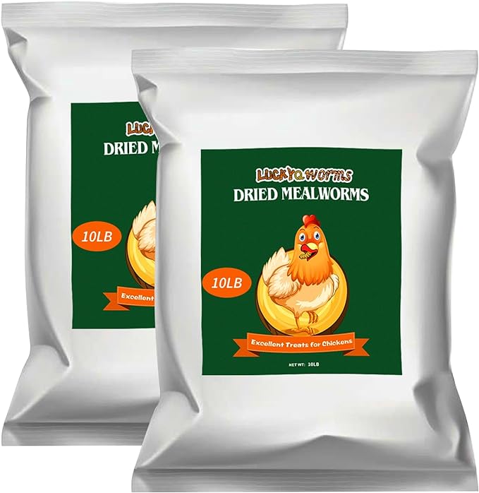 20lbs Mealworms, High-Protein Dried Mealworms for Birds, Chickens, Turtles, Fish, Hamsters and Hedgehogs, Non-GMO and Chemical Free, All Natural Animal Feed