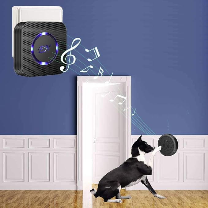 EverNary Dog Door Bell, Wireless Doggie Doorbells for Potty Training, Door Bell for Dogs to Go Outside, Dog Bells (Black, 1 Receiver 4 Transmitters)