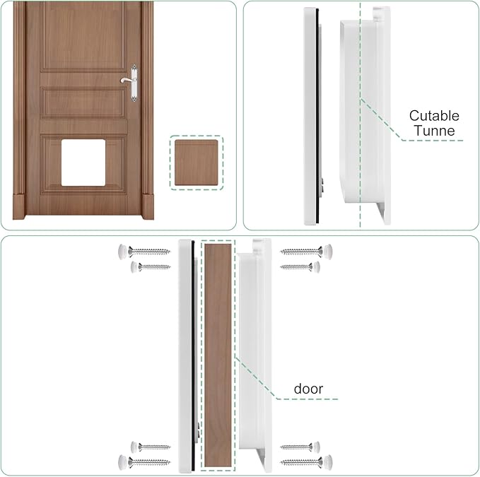 Cat Door- 4-Way Locking Option, Weatherproof & Secure Cat Flap with Easy Installation Kit for Interior/Exterior Doors and Walls (M)
