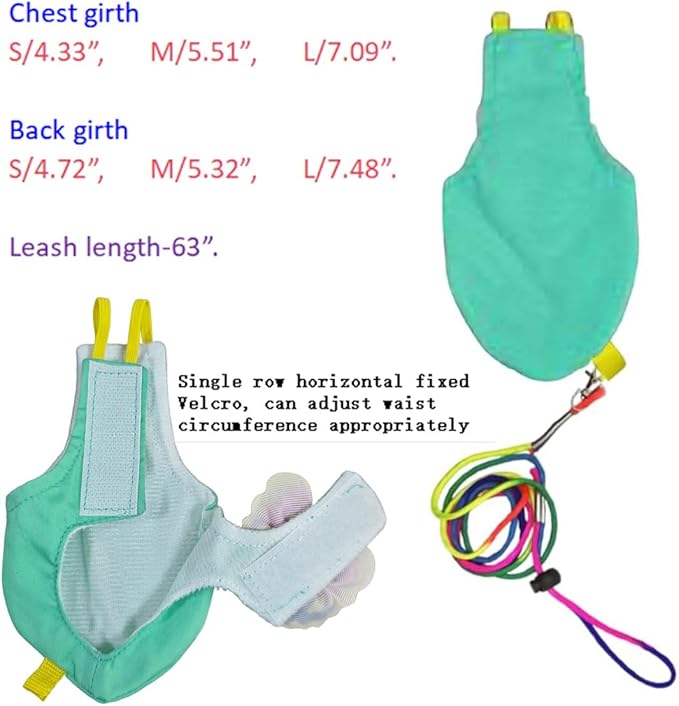 Escape-Proof Parrot Harness & Leash Set with Diaper - Adjustable Flight Suit with Bow & Safety Cord for Conures, African Grey, Parakeets, Doves (Pink-L)