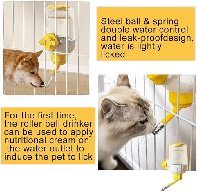 Pet Dog Cat Hanging Automatic Feeders, Auto Gravity Pet Feeder No Drip Water Set, Cage Pet Feeding Bowls Dispenser for Cats Dogs Puppy, Rabbit (Green)