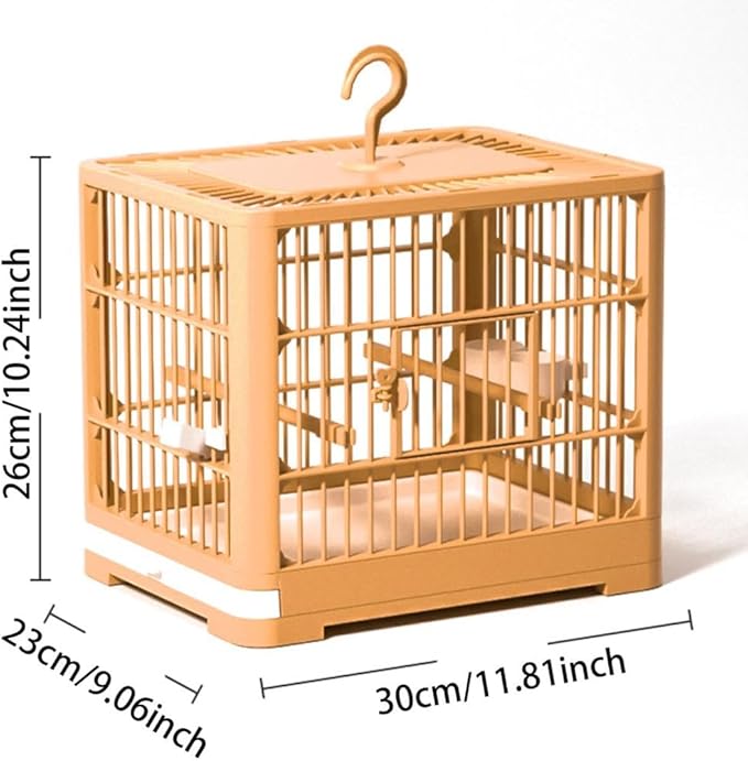 2026 New Bird Carrier Cage, Travel Bird Cage, Portable Bird Carrier, Small Birds Lightweight Parrots Cage, Detachable Tray Hook Handle Easy Transport Bird House for Travel Outdoor (Orange)