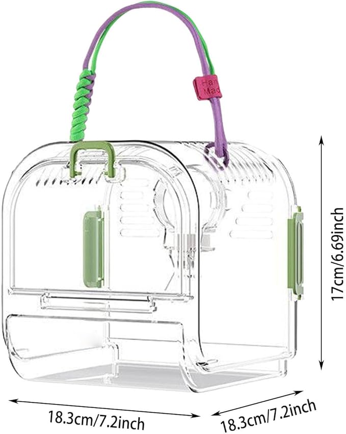 Portable Plastic Bird Cages for Outdoor, Lightweight Ventilated Travel Bird Cage with Handle, Waterproof Bird Carrier for Small Birds and Budgies, Easy to Carry (Yellow)