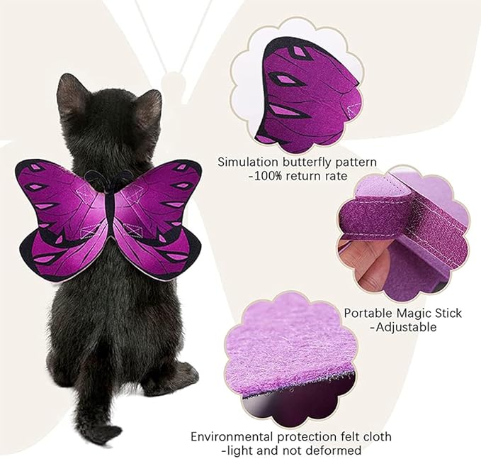 Cat Dog Butterfly Costume Wings for Halloween Party Decoration, Halloween Dog Costume, Puppy Cat Dress Up Accessories