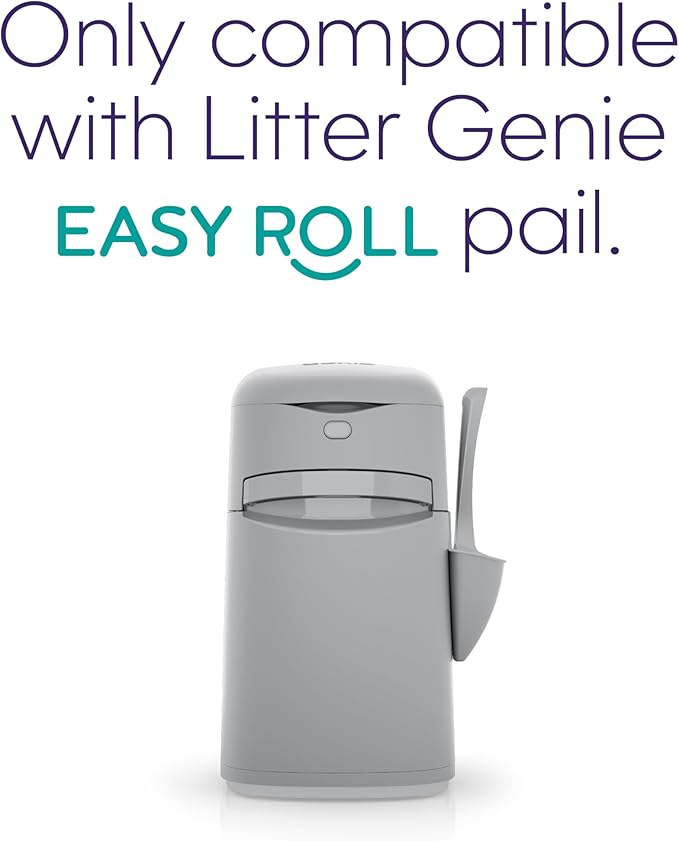 Litter Genie Easy Roll Refill Bags | Up to 6 months of supply in 1 Roll - 24 tear-off Bags | Ultimate Odor Control Cat Litter Bag (Pack of 2)