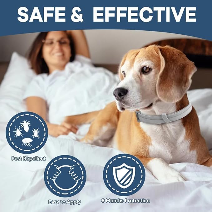 Tick and Flea Collar for Dogs, Flea Collar for Dogs, Tick Collar for Dogs,Flea Collar for Large Dogs, Dog Flea Collars, Lasts Up to 8 Months, Indoor & Outdoor Use – 2 Pack