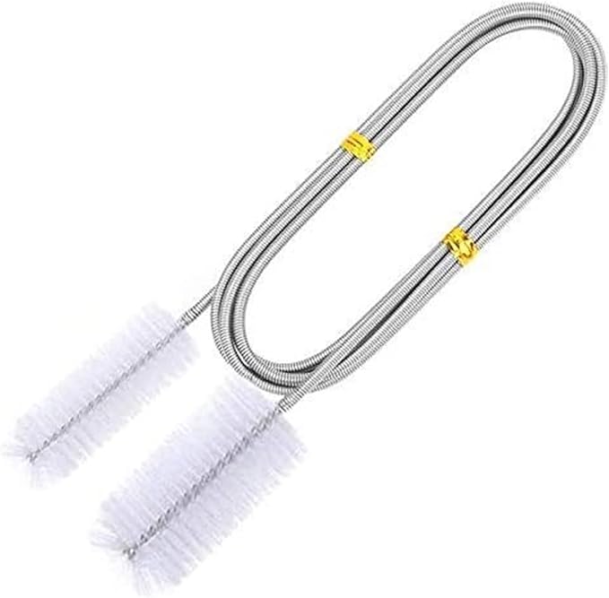 90/155/200CM Aquarium Cleaning Brush for Hose Air Tube Stainless Steel Flexible Double Ended Pipe Brush Fish Tank(White,90cm)