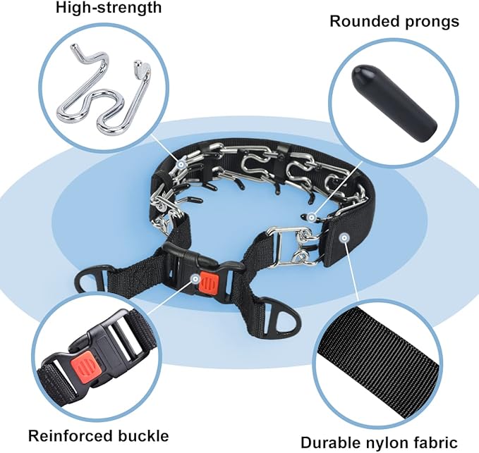 CBBPET Dog Prong Collar, Adjustable Dog Training Collar with Quick Release Buckle for Small Medium Large Dogs
