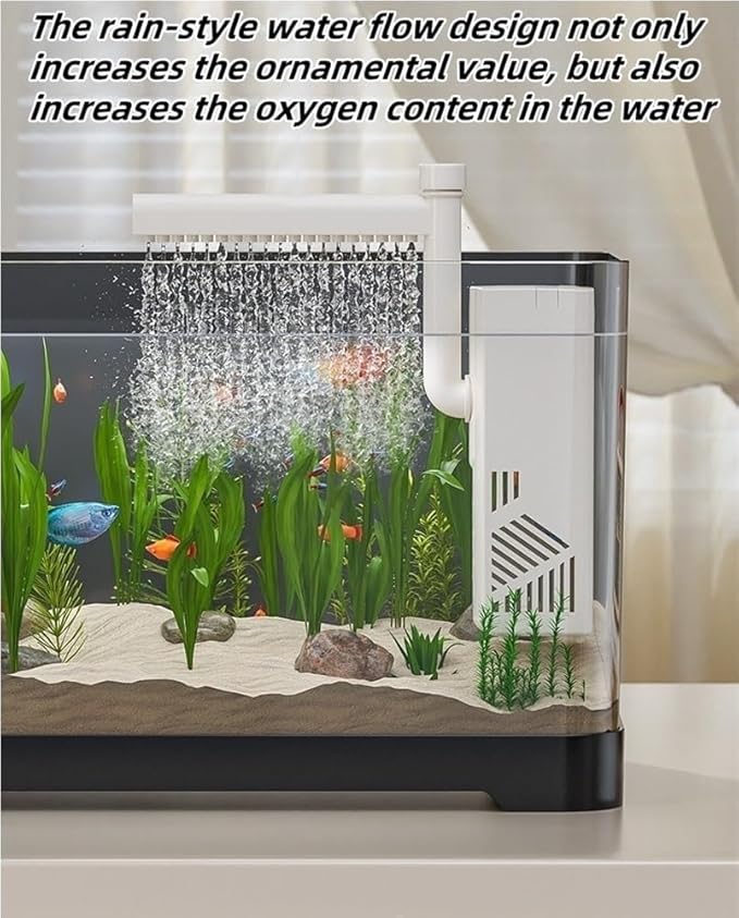 4 Gallon Fish Tank, Small Tabletop Fish Tank, Aquarium with Negative Pressure Tank, Fish Aquarium with Spotlight and Water Pump, Betta Fish Tank Starter Set(Black,21.7x11.8x16.6in)