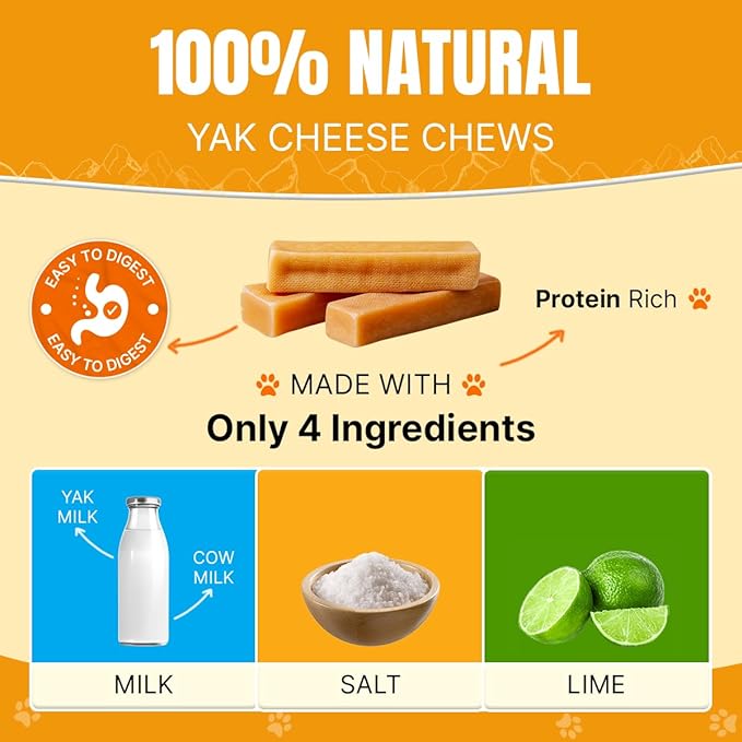 Tibetan Dog Chew Yak Cheese Sticks - Natural, Handmade Treats for Jumbo Dogs, Long-Lasting Entertainment, Perfect for Aggressive Chewers, Rawhide-Free, Grain-Free, Gluten-Free (1 Chew, Jumbo)
