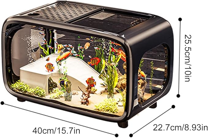 Fish Tank Small, Clear Acrylic Aquarium, Betta Fish Tank with Open Top, Aquatic Animals Container with Easy Cleaning Design, Fishes Bowl and Stable Base for Use Snails Plants Shrimp Turtle