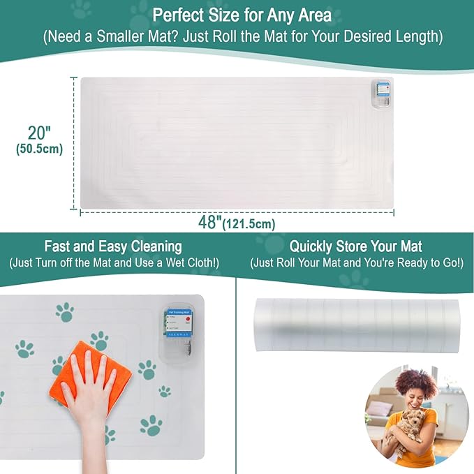 SEERWAY Scat Pet Shock Mat 2 Pieces, Shock Pads for Dogs and Cats Training Indoor, Electric Repellent Mat Keeps Pets Off Couch, Sofa, Countertop, 3 Modes, 2 Pieces Same Size, Battery Operated