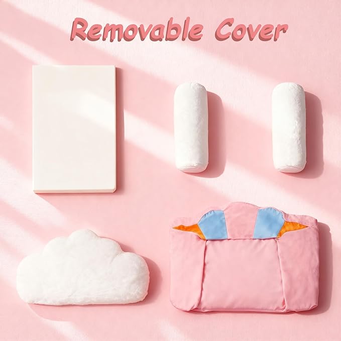 Cute Cat Couch with Soft Pillow, Supportive Dog Couch, Cat Sofa with Removable Cover，Cute Rainbow Shaped, 24 Inch