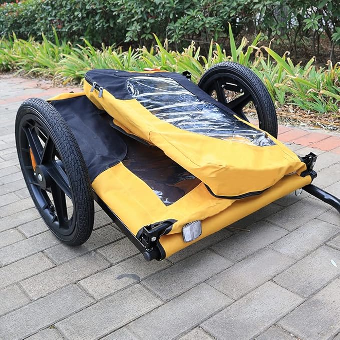 HomVent Dog Bike Trailer - Folding Pet Carrier Wagon with 16 Inch Wheels for Small and Large Dogs