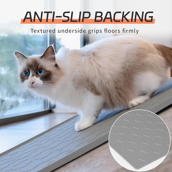 Extra Large Silicone Cat Litter Mat, Waterproof/Urineproof, Litter Recycling, Easy to Clean, Soft on Kitty Paws (28"X40"-Grey)