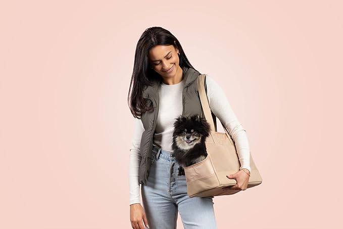 OSKAR&FRIENDS Pet Carrier Tote for Small Dogs & Cats – Vegan Leather Dog Purse with Breathable Mesh, Sherpa Bed & Safety Tether – Fits Pets Up to 20 lbs