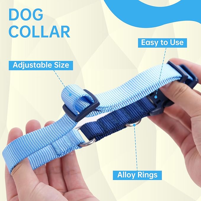 No Pull Dog Harness Leash and Collar Set, Soft Adjustable Dogs Vest Reflective and Comfortable Handle Blue Small