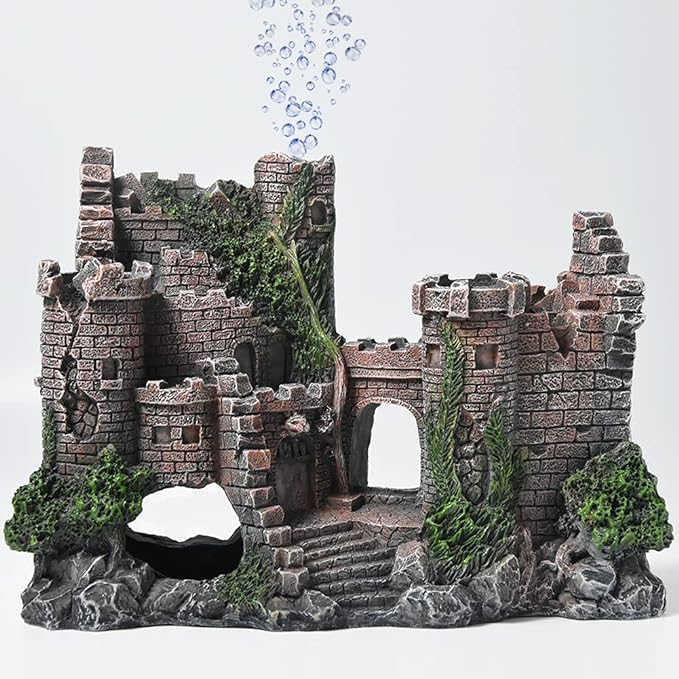 Aquarium Decorations- Castle Fish Tank Bubbler Decorations for Aquatic Pets to Breed Play and Rest Fish Decorations for Tank