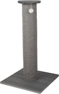 Kitty City Tall Sisal Cat Scratching Post, 32” Durable Scratcher with Sturdy Base & Hanging Jingle Toy, Easy Assembly, Furniture Protection for Indoor Cats - Gray