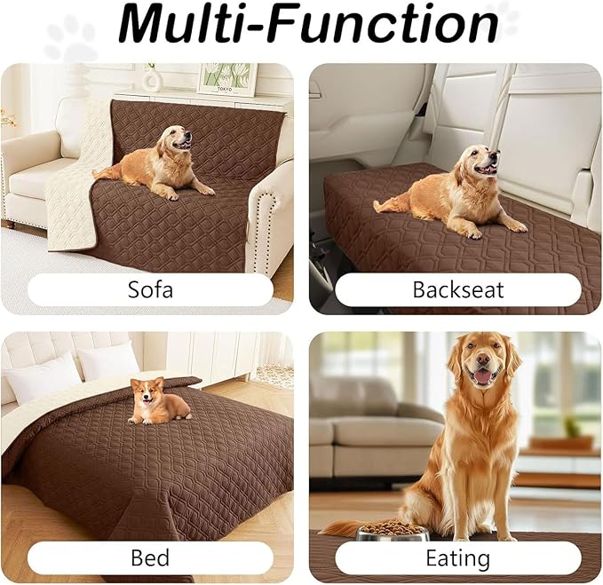 hyha Waterproof Dog Bed Blanket, Soft Pet Blankets, Waterproof Couch Cover for Dogs, Reversible Sofa Covers Washable for Furniture (40x70 Inch, Brown/Chocolate)