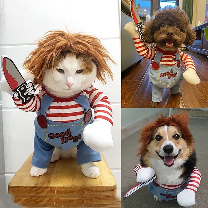 Pet Deadly Dog Costume, Cute Dog Cosplay Halloween Christmas Funny Pet Clothes Party Costume for Small Medium and Large Dogs (Large)
