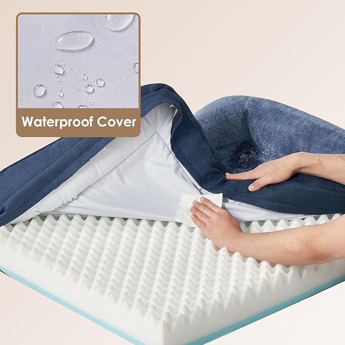 EHEYCIGA Orthopedic Dog Bed for Medium Dog, 30x20x6.5 Inch Memory Foam Dog Couch Bed with Sides, Waterproof Liner & Washable Removable Cover, Bolster Pet Sofa, Navy