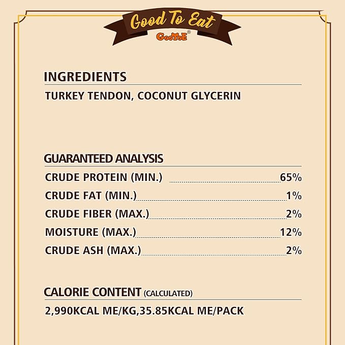 Gootoe Turkey Tendons for Dogs – All-Natural, Hypoallergenic Dog Treats, Rawhide Alternative, Long Lasting Puppy Chews, Healthy Dog Treats for Small Breeds, Rope (S), 6 Count Pack