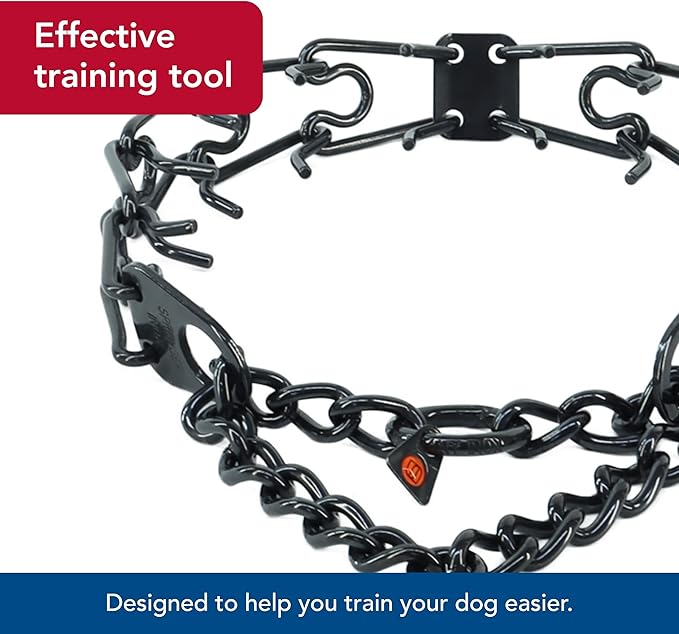 Herm Sprenger - Stainless Steel Ultra-Plus Prong Dog Training Collar - Black - 3.25 mm x 18" Neck Size; 22" Chain Length