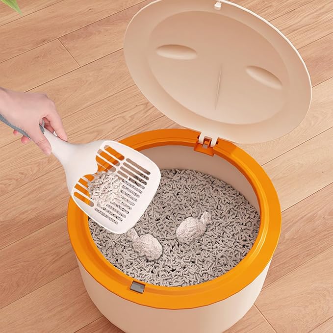 Odor Free Cat Litter Trash Can, Press Type Enclosed Design with, Includes Liner for Easy Cleanup, Compact Pet Waste Container