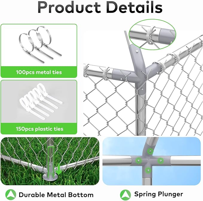 12.5x12.5 FT Large Outdoor Dog Kennel Outside with Heavy-Duty Steel Frame, Waterproof UV-Resistant Cover, Secure Lock, and Hexagonal Wire Fence