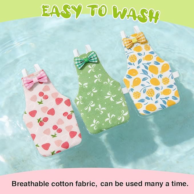 Bird Diaper Flight Suit, 3-Packs Lightweight Reusable Washable Elastic-Straps Parrot Clothes for Peony/Monk Parakeet, Prevents Poop Leaks & Feather Pecking (Bow+Lemon+Cherry, L)