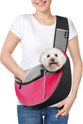 Pawaboo Pet Dog Sling Carrier, Hand Free Breathable Mesh Puppy Carrier, Dog Papoose with Zipper Touch Pocket and Adjustable Strap, Crossbody Satchel Dogs Purse for Outdoor, L, Pink