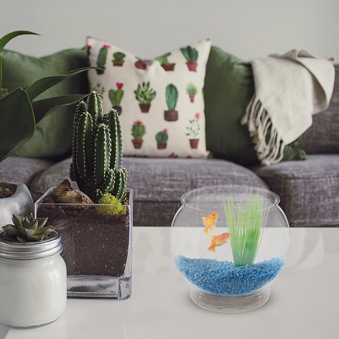 Homoyoyo Plastic Fish Bowl Round Clear Goldfish Vases for Betta Fish Aquarium Home Decor Party Drinks Crafts Unbreakable Transparent 18.00X18.00X17.00CM