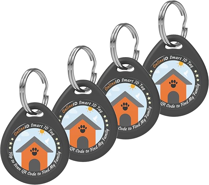4 Pack Personalized Dog Tags,QR Code Pet ID Tags with Online Profile systerm,Editable Any Names and Phone numbles,4*Black,L
