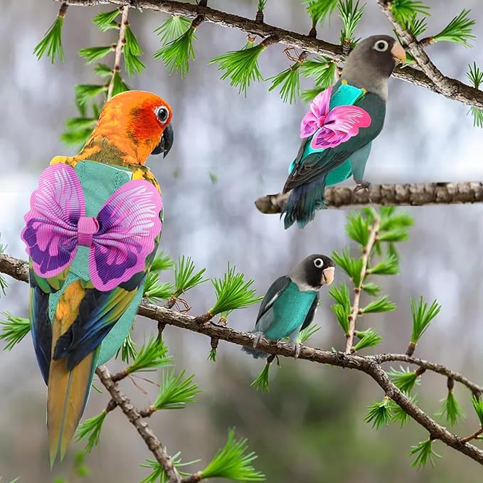 Bird Diapers Harness and Leash Parrot Diapers Parrot Flight Clothes Suit Bird Clothes Washable Bird Nappy Recovery Diapers for Small Medium Birds Parakeets Parrot Cockatoos Cockatiel Macaws-Small