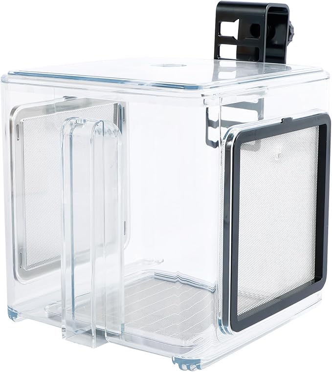 Fish Breeding Box, Fish Isolation Box, Acrylic Fish Isolation Hatchery Tank, Hanging Aquarium Fish Incubator Box with Detachable Mesh Lid for Baby Fish Guppy Betta Newborn Fish Shrimp 5.9x5.9x5.9